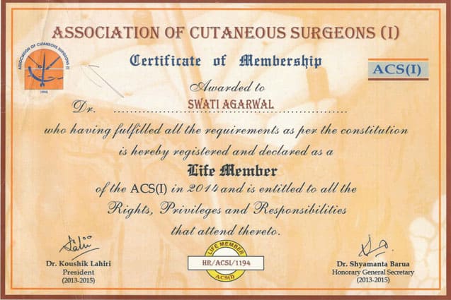 Dr. Swati Agarwal Certification