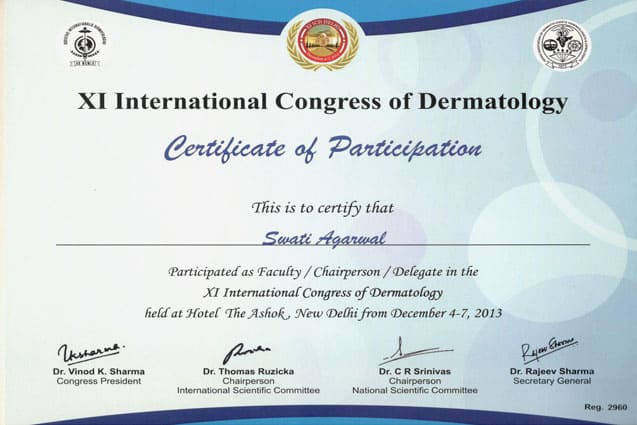 Dr. Swati Agarwal Certification