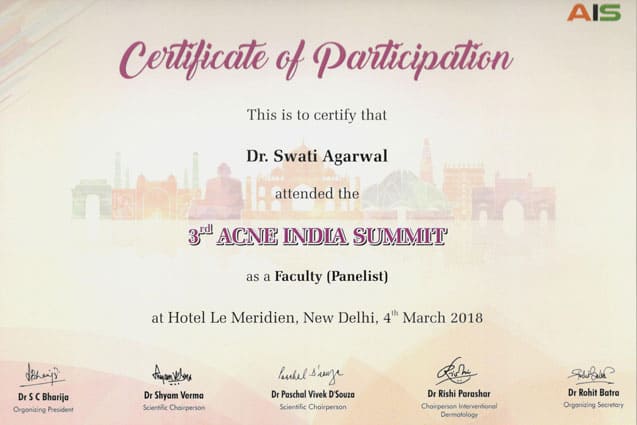 Dr. Swati Agarwal Certification