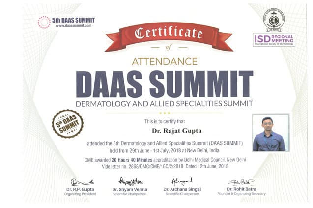 Dr. Rajat Gupta Certification