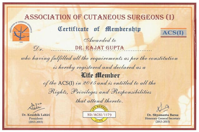 Dr. Rajat Gupta Certification