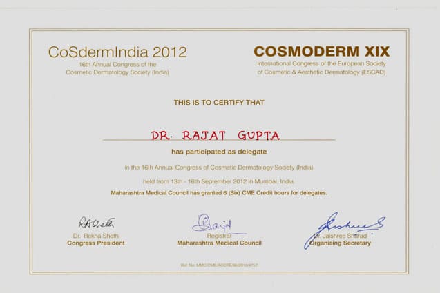 Dr. Rajat Gupta Certification