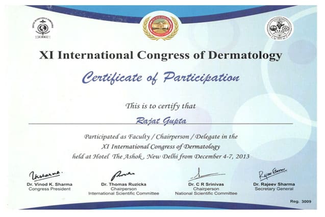 Dr. Rajat Gupta Certification