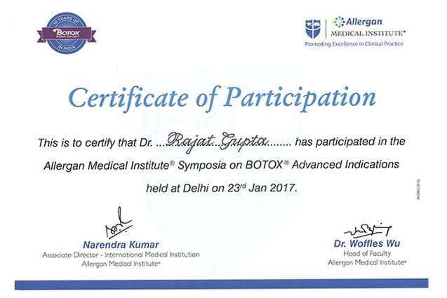 Dr. Rajat Gupta Certification