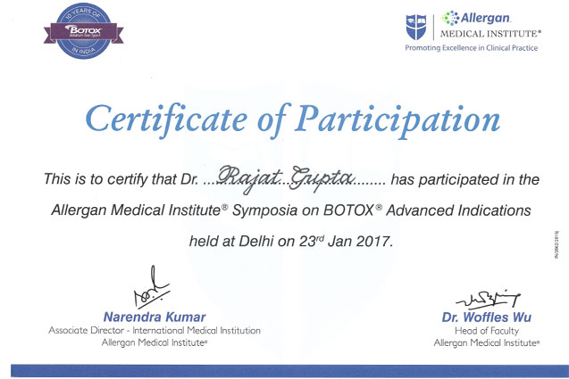 Dr. Rajat Gupta Certification